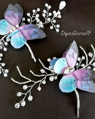 Accesoriu par mirese fluture matase naturala