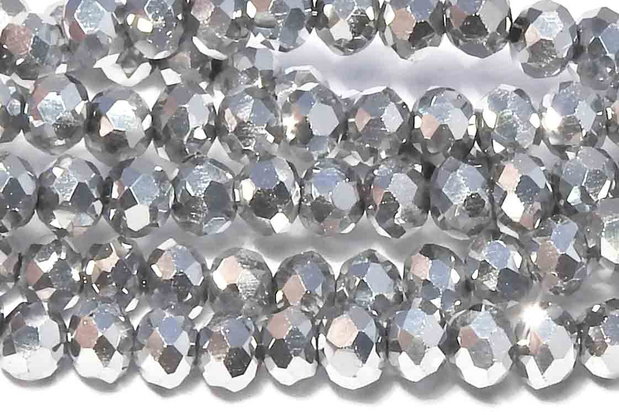 Cristale din sticla, rondelle, 2.5x2 mm, electroplacate, silver