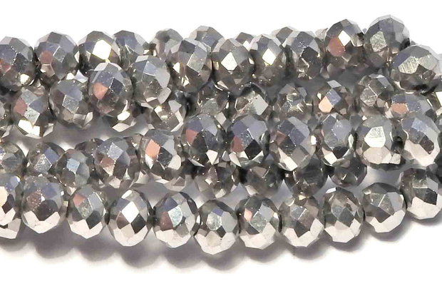 Cristale din sticla, rondelle, 2.5x2 mm, electroplacate, dark silver