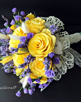 Buchet nasa trandafiri si lavanda