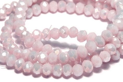 Cristale din sticla, rondelle, opace, 2.5x2 mm, AB, mov deschis