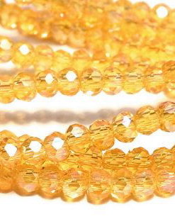 Cristale din sticla, rondelle, 2.5x2 mm, AB, galbene