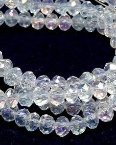 Cristale din sticla, rondelle, 3.5x2.5 mm, AB, transparente