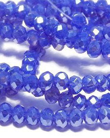Cristale din sticla, rondelle, opace, 3x2 mm, electroplacate, albastre