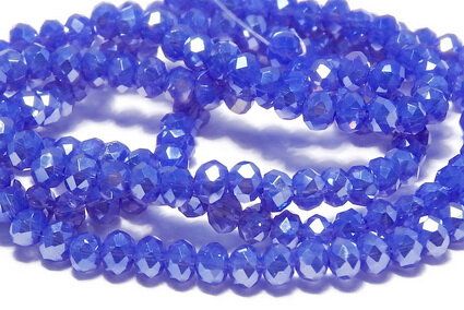 Cristale din sticla, rondelle, opace, 3x2 mm, electroplacate, albastre