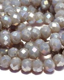 Cristale din sticla, rondelle, opace, 3.5x2.5 mm, AB, gri
