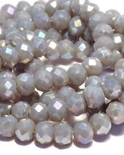 Cristale din sticla, rondelle, opace, 3.5x2.5 mm, electroplacate, gri