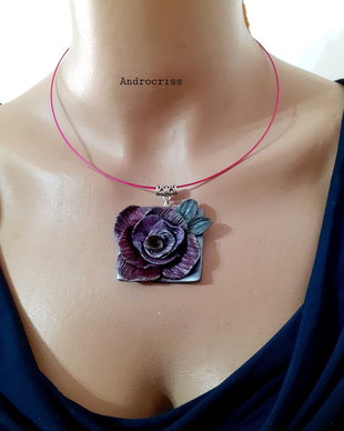 Rose,set bijuterii din lut polimeric