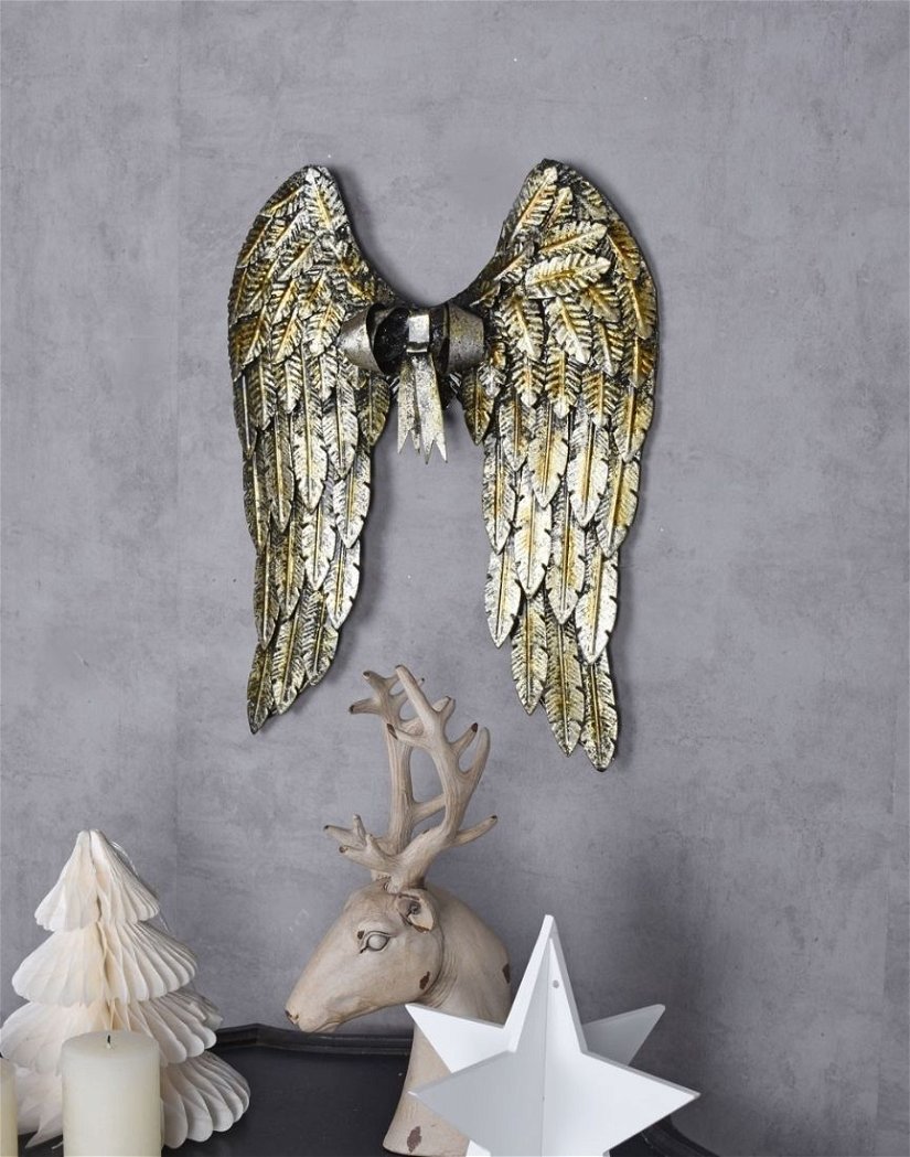 Set aripi din metal cu o decoratiune cu o funda