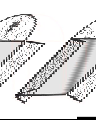 Oglinda cu o fereastra din fier forjat antichizat