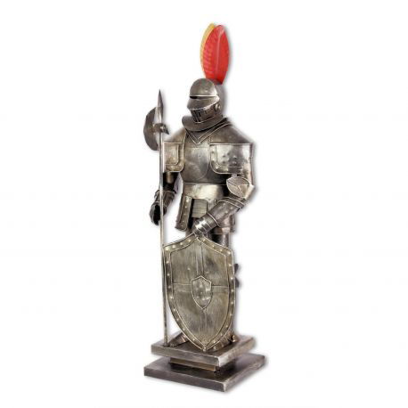 Armura mica argintie de cavaler  medieval cu scut si lance