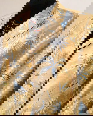 Sacou shantung natural imprimeu