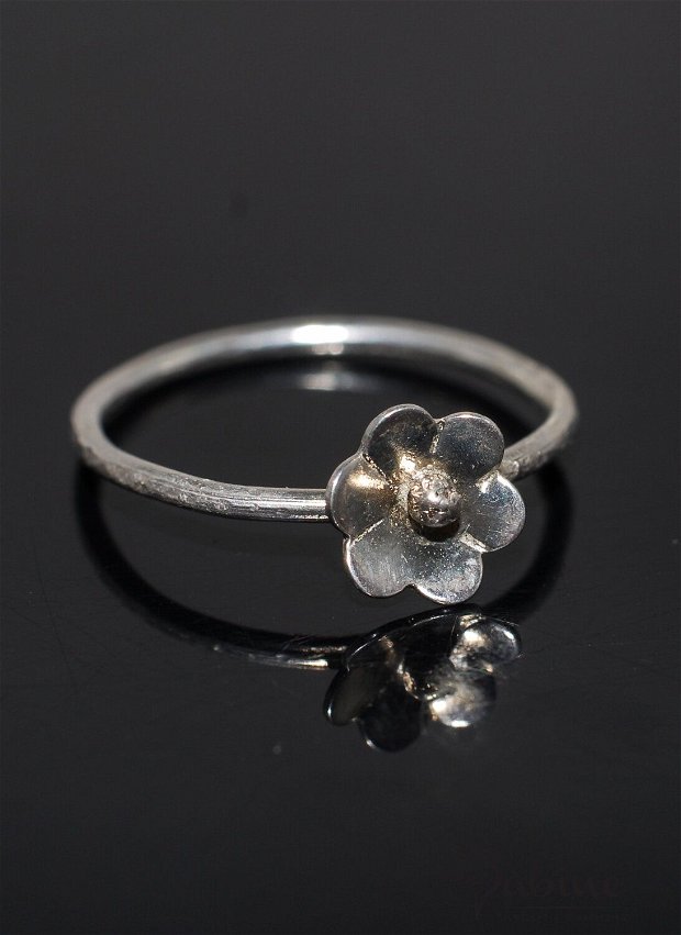 Inel argint 925, cu floare, inel rotund, inel marime mica, inel minimalist