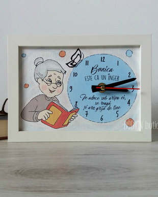 Ceas pentru bunica pictat manual personalizat cu mesaj