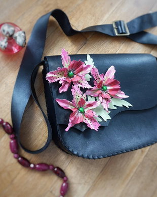 Geanta "Crossbody" handmade unicat- Orchid