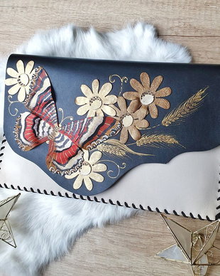 poseta plic handmade unicat din piele -  Ambassador