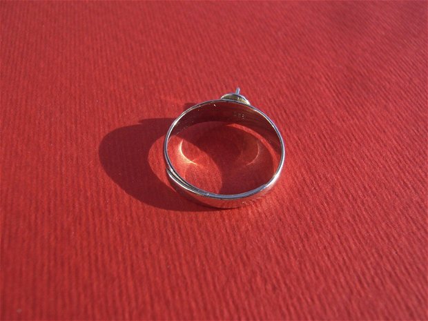 Baza inel reglabila din argint .925 rodiat cu pin pentru cabochon semigaurit sau margica semigaurita