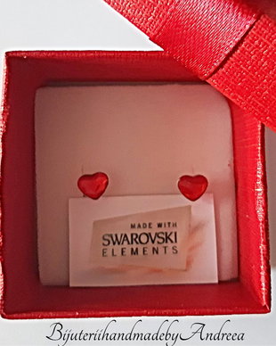 Cercei argint cu piatra Swarovski Inima 6mm Siam