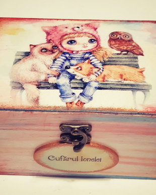 Cufar 20/15/7 cm personalizat fetita, bufnite,vulpita