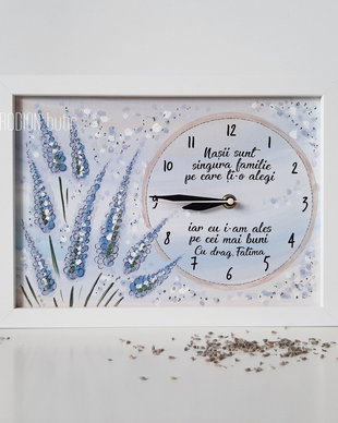 Ceas pentru nasi personalizat pictat manual lavanda