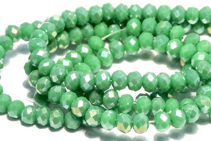 Cristale din sticla, rondelle, opace, 3.5x2.5 mm, AB, verzi