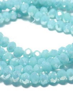Cristale din sticla, rondelle, opace, 3.5x2.5 mm, electroplacate, turcoaz