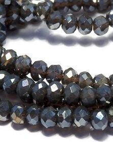 Cristale din sticla, rondelle, opace, 3.5x2.5 mm, electroplacate, gri inchis