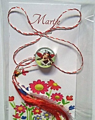 Brosa martisor cabochon sticla 14mm zana