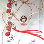 Brosa martisor cabochon sticla 14mm fetita