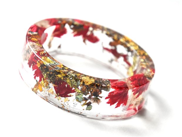 Recycle Orient Confine Bratara rasina cu flori naturale colorate si insertii metalizate aurii |  Breslo