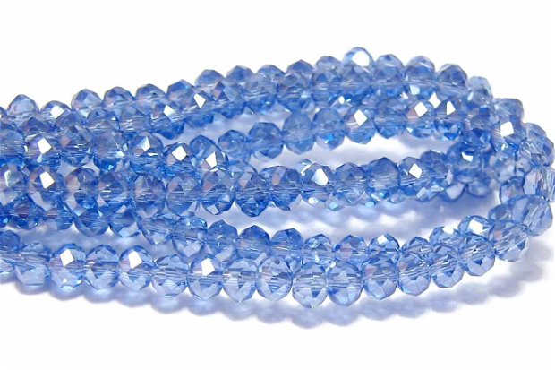 Cristale din sticla, rondelle, 3x2 mm, AB, albastre