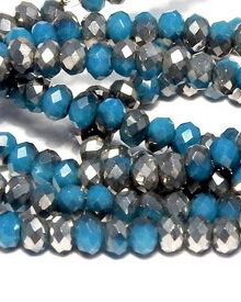 Cristale din sticla, rondelle, 3x2 mm, electroplacate, SteelBlue