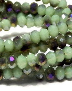 Cristale din sticla, rondelle, 3x2 mm, electroplacate, DarkSeaGreen