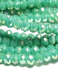 Cristale din sticla, rondelle, 3x2 mm, electroplacate, SeaGreen