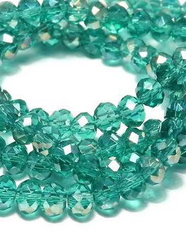 Cristale din sticla, rondelle, 3.5x2.5 mm, AB, LightSeaGreen