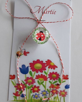 Brosa martisor cabochon sticla 14mm gargarita