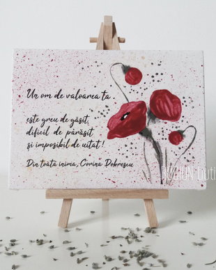 Tablou maci pictat manual personalizat cu mesaj