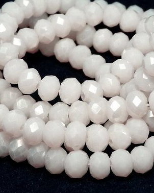 Cristale din sticla, rondelle, opace, 4x3 mm, electroplacate, ivory