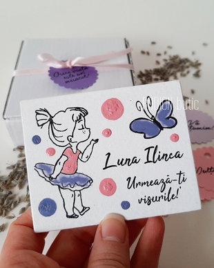 Marturii personalizate botez, pictate manual, magnetice balerina
