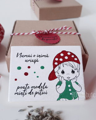 Martisor pentru educatoare magnet pictat manual cu mesaj baietel