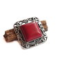 Link patrat cu cabochon rosu inchis 24x24mm SALAK-T 073