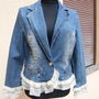 Jacheta denim cu volanase bohemian