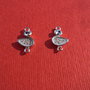 (2 bucati) Link din argint .925 rodiat cu zirconii aprox 2x8x13.5 mm (cu anourile)