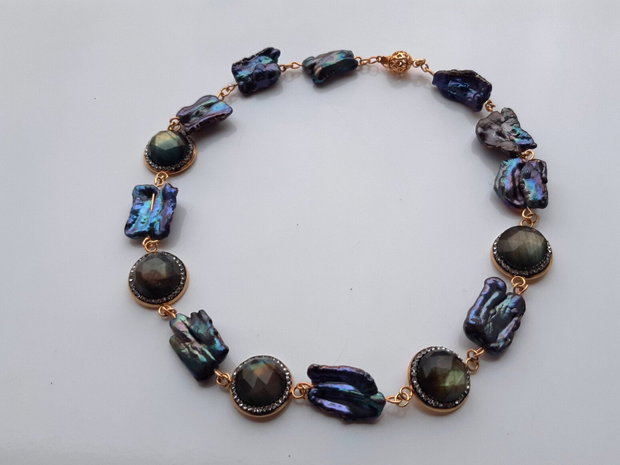 Colier perle&labradorit