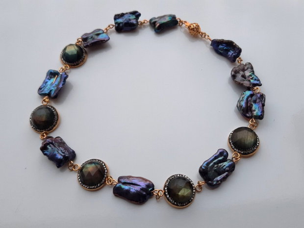 Colier perle&labradorit