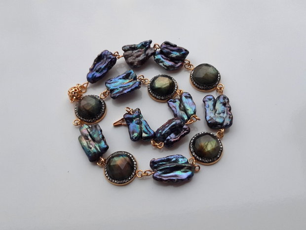 Colier perle&labradorit