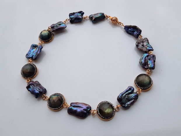 Colier perle&labradorit