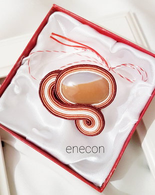 Martisor -Brosa soutache cu agat oval