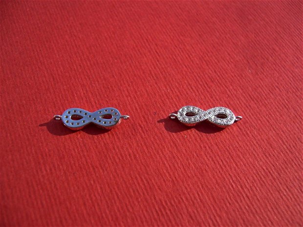 Infinit - link din argint .925 rodiat cu zirconii aprox 2x5x16.5 mm (cu anourile)