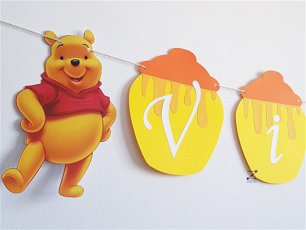 Ghirlanda Winnie the Pooh, ghirlanda botez Winnie, banner botez, ghirlanda cu nume, banner Winnie